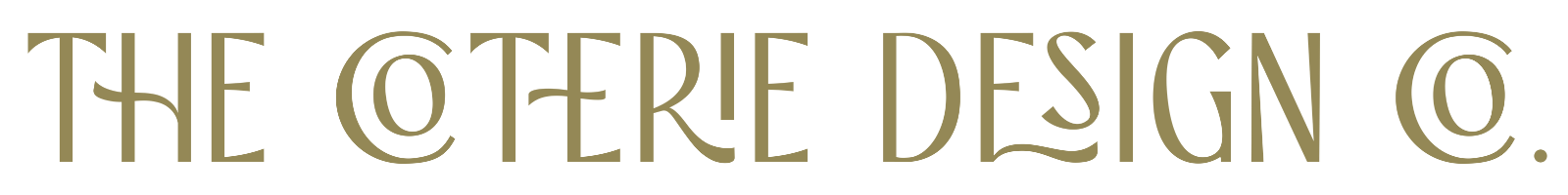 The Coterie Design Co., spelled out in Kumquat font and gold color.